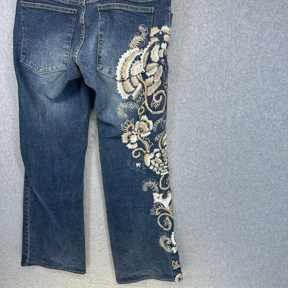 Vanity Collection Jeans Womens Size 6 Blue Floral Embroidered Cotton Blend - Picture 3 of 13